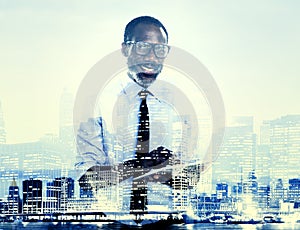 Office Worker Cityscape River Pier Concepts