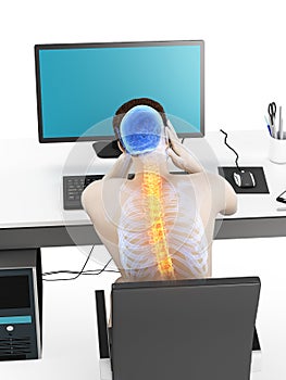 An office worker having backache