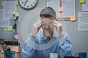 Office worker with headache