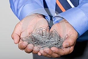 Office worker with paperclips