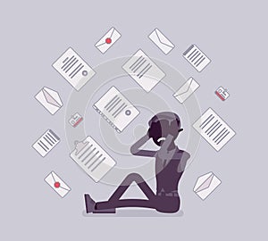 Office worker and paperwork overload