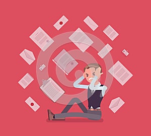 Office worker and paperwork overload