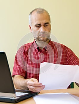 Office worker reading