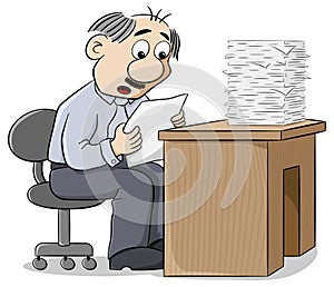 Office worker reads a letter dismayed at the news