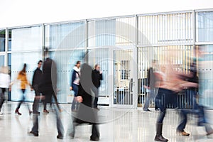 Office Worker Rushing through Corridor, Motion Blur