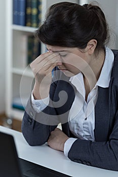 Office worker with sinusitis photo