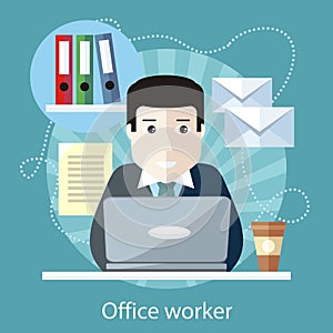 Office Worker Sitting in front of Computer