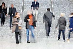 Office Worker Walking Up Stairs, Motion Blur