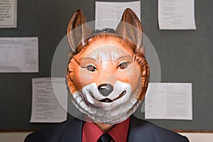 Office worker wearing a mask