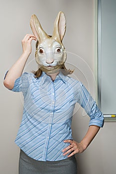 Office worker wearing mask