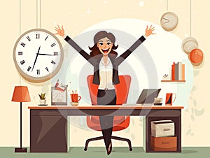 Office worker woman having a successful day