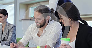 Office Workers. Business Man And Woman Working Indoors