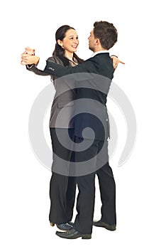 Office workers couple dance waltz photo