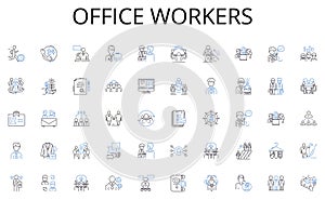 Office workers line icons collection. Planning, Alignment, Execution, Innovation, Competitive advantage, Vision, Growth photo