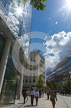 Office workers in Paternoster Square, City of London.