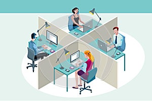 Office Workers Sitting at Their Desks