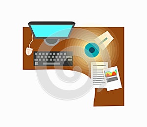 Office Workplace Decor on Vector Illustration