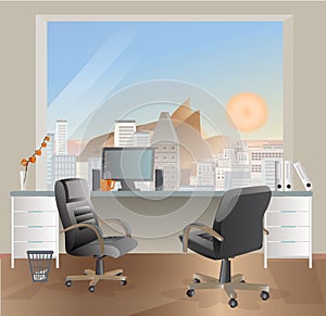 Office workplace interior design. Business objects, elements & equipment.