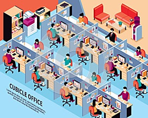 Office Workplace Isometric Vector Illustration