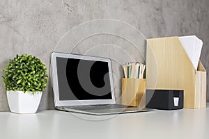 Office workplace sideview