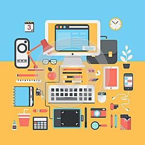 Office workspace creative person flat modern design illustration