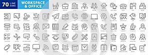 Office workspace icon collection - thin line web icon set. Outline style set.