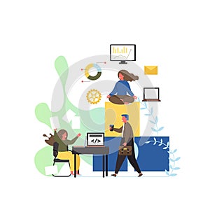 Office workspace, vector flat style design illustration