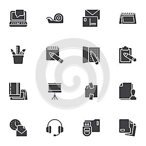 Office workspace vector icons set