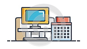 Office Workstation Computer, Desktop Setup, Productivity, vector design Generative AI