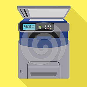 Office xerox printer icon, flat style photo