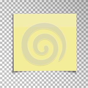 Office Yellow paper sticky note isolated on transparent background. Template for your projects. Vector illustration photo