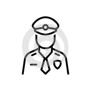 Black line icon for Officer, duties and work photo