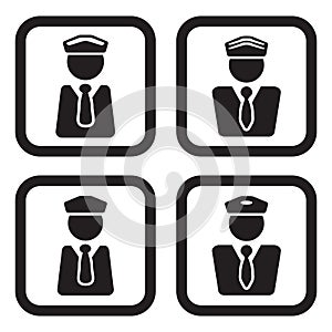 Officer, pilot or other personel icon in four variations photo