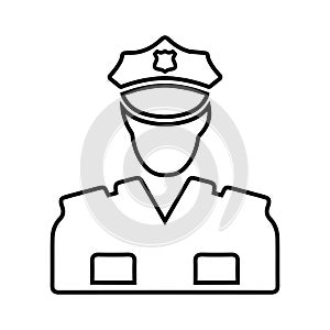 Officer, police outline icon. Line art vector
