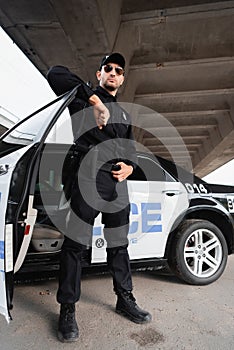 Officer of police in sunglasses and