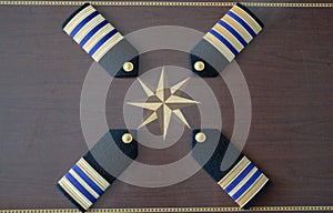 Officer& x27;s epaulettes : gold and blue