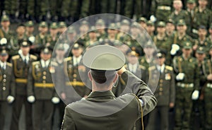Officer snap-shooting military photo
