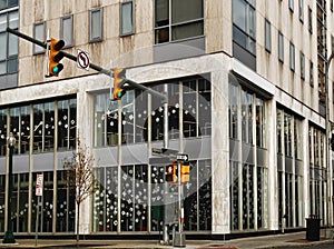 Offices decorated with paper snowflakes