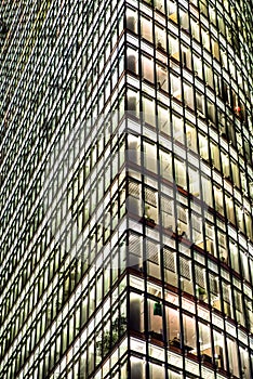 Offices in skyscraper at night
