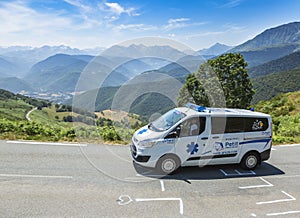 The Official Ambulance on Col d'Aspin - Tour de France 2015