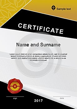 Official certificate with red wafer