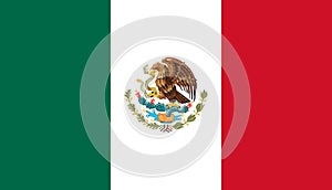 Official current flag of federal presidential constitutional republic of Mexico