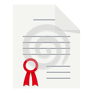 Official Diploma Flat Icon Isolated on White