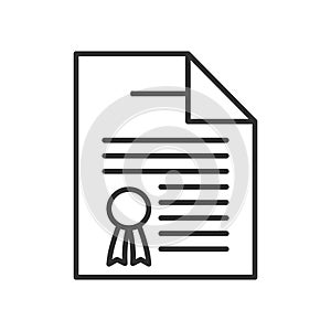 Official Diploma Outline Flat Icon on White