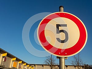 Official European road sign for speed limit of 5 km / h