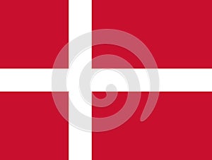 Official flag of Denmark. Flag of the Kingdom of Denmark with the correct proportions and colors. Red rectangular cloth with the photo