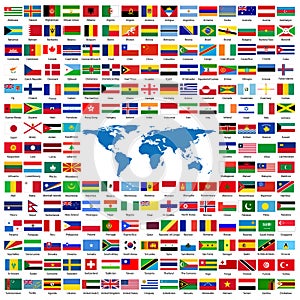 Conjunto completo de las Banderas de los países ordenados alfabéticamente, con oficiales de colores y detalles.