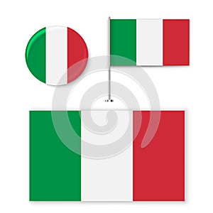 Official national flags country Italy IT.circle sign and flag pole isolated on white background.Vector illustration