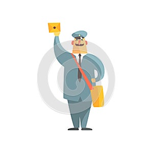 Official Postman In Uniform With Handbag And Letter