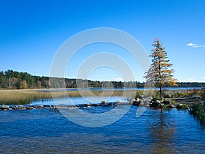 Official start of the Mississippi River at Lake Itasca State Park, Minnesota